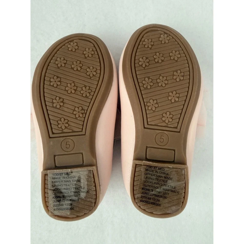 Jumping‎ Beans Toddler Girls Pink Ballet Flats Tulle Bow Memory Foam Size 5 NEW